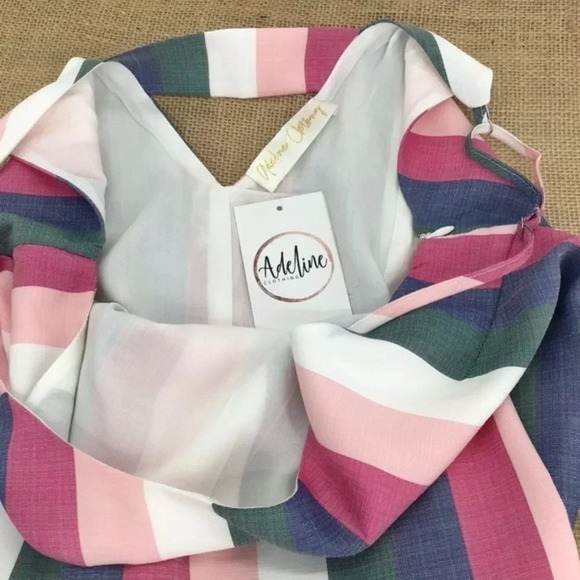 Adeline Clothing Pastel Persuasion Striped Dress NWT - Picture 7 of 11
